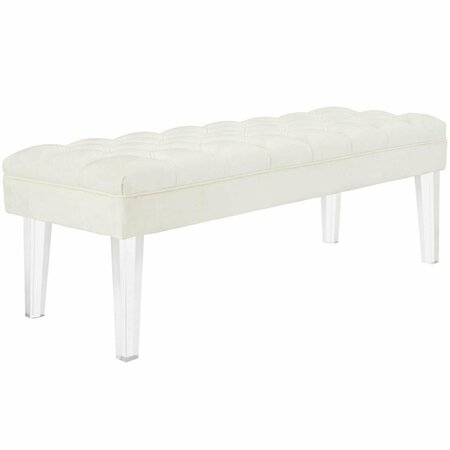 MODWAY FURNITURE 17.5 H x 18.5W x 48.5 L in. Valet Velvet Bench, Ivory EEI-2460-IVO